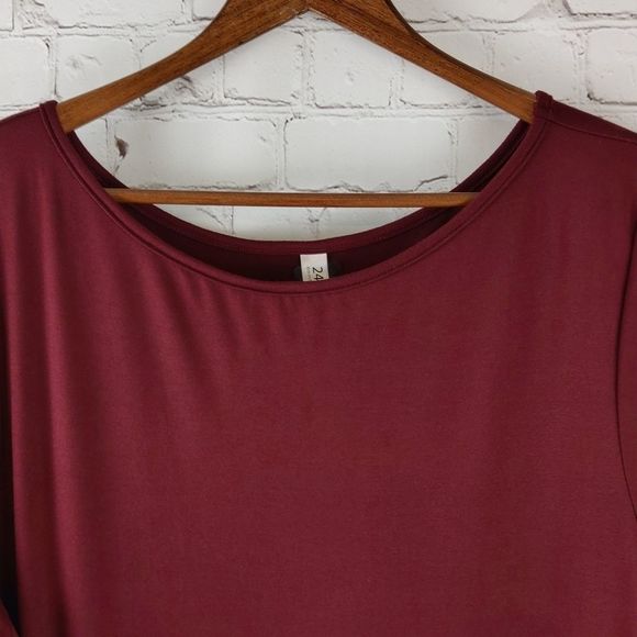 24seven Maternity Midi Dress Long Sleeve Fit and Flare Burgundy 2X NWOT - Picture 4 of 13